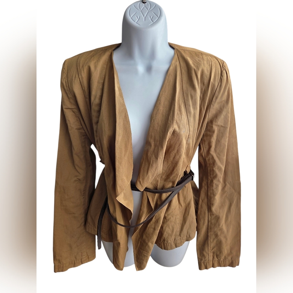 Of Two Minds Brown Khaki Long Sleeve Belted Jacket Size XS/S?